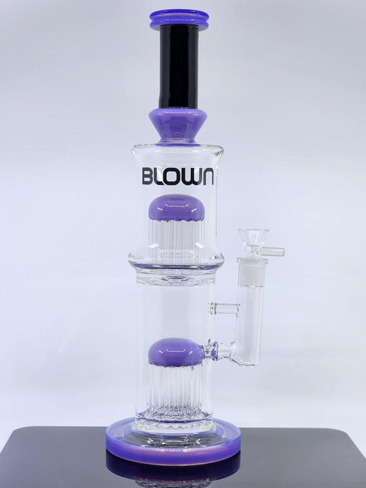 Blown Glass Goods PARALLAX Water Pipe 14" Direct Inject Double Tree Perc