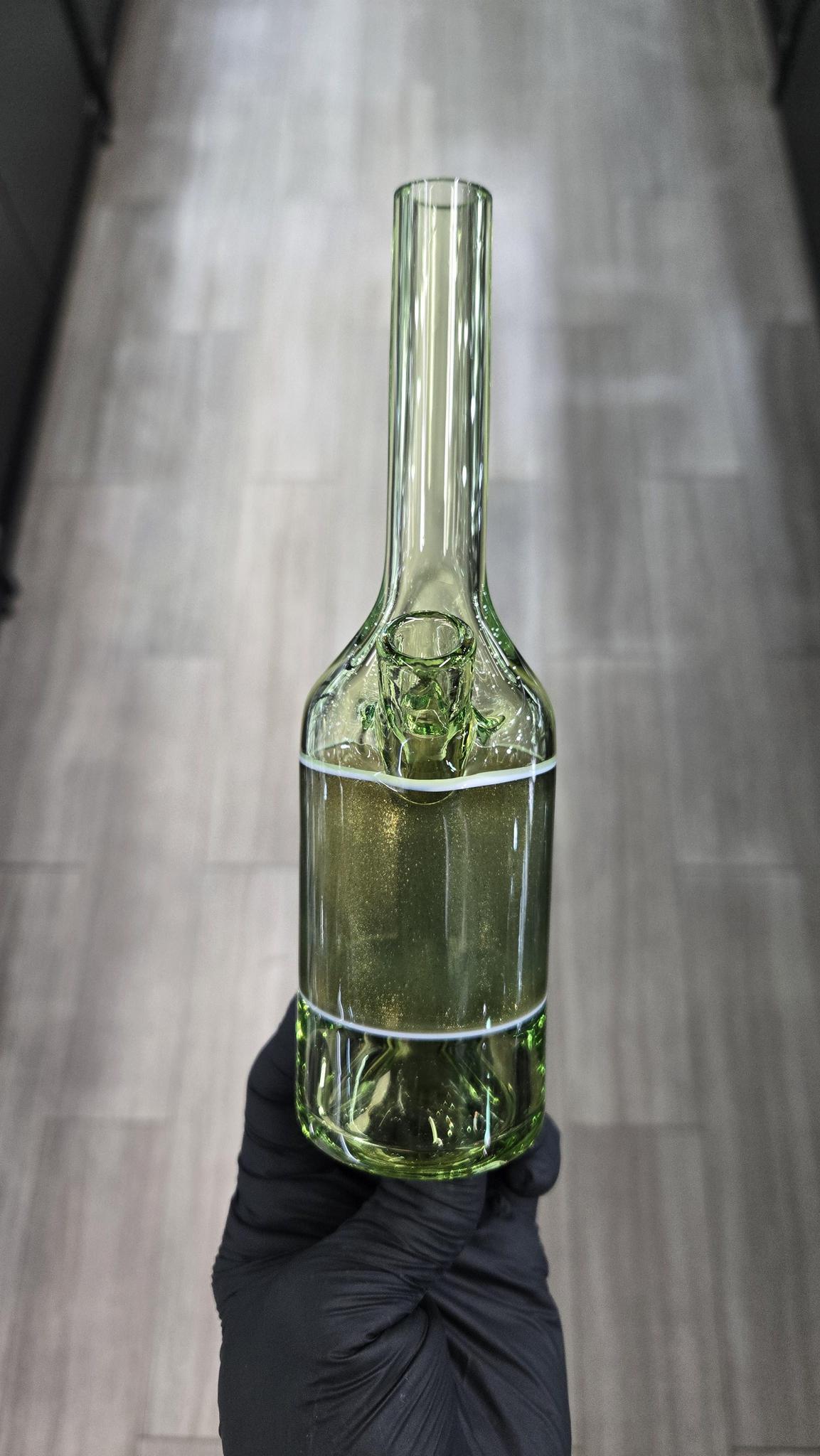 The Glass Mechanic - Crippy & Yellow Jacket Encased Opal Sake Bottle