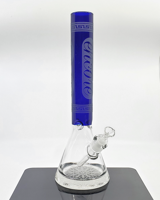 Encore Glass Heavy Bottom Engraved Beaker - Combining a Stable Base with Intricate Engravings for Durability and Artistry.