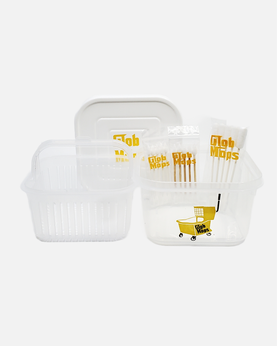 Glob Mops Square Dunk Tank - Convenient Swab Storage Solution. Organize your cleaning setup with the Glob Mops Square Dunk Tank. Perfect for holding swabs and keeping them handy for daily maintenance, it’s a sleek addition to any rig setup.