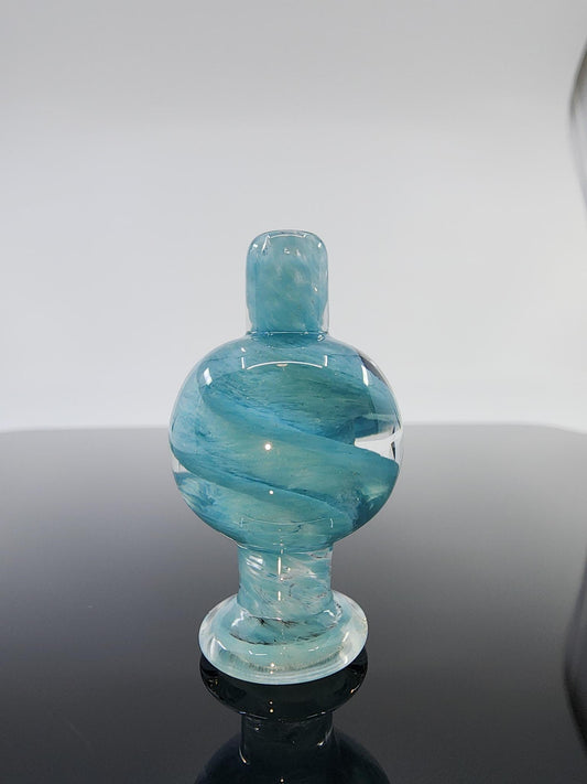 Close-up of the BSG Spiral Airflow Bubble Cap, showcasing its unique spiral design and durable construction for optimized airflow and smoother hits.