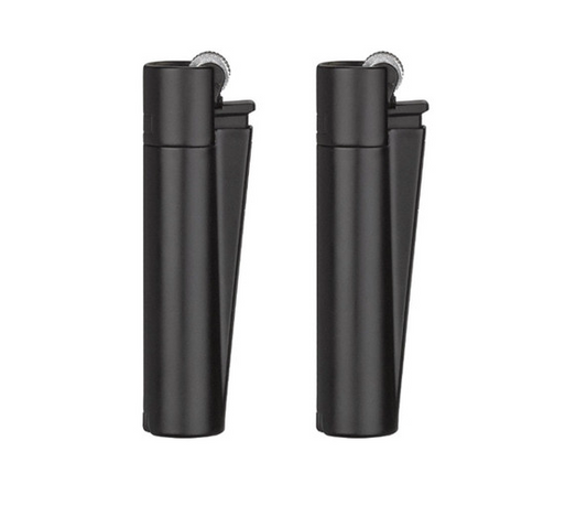 Clipper Metal Lighter with child-resistant mechanism, fixed flame, and nylon exterior for safety and durability.