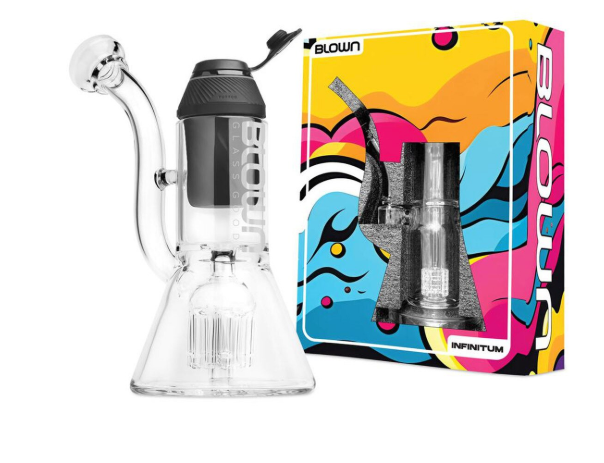 BLOWN Glass Goods Proxy Bubbler - Tree Perc w/ Beaker Bottom - Silver