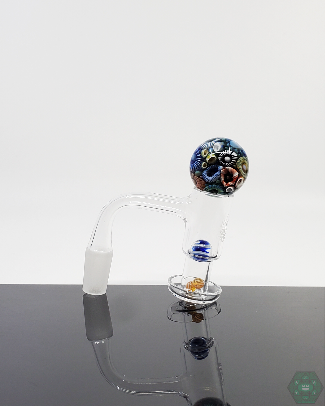 Glass by Keri Reef Slurper Set in action, enhancing vapor flow and flavor retention for quartz nails.