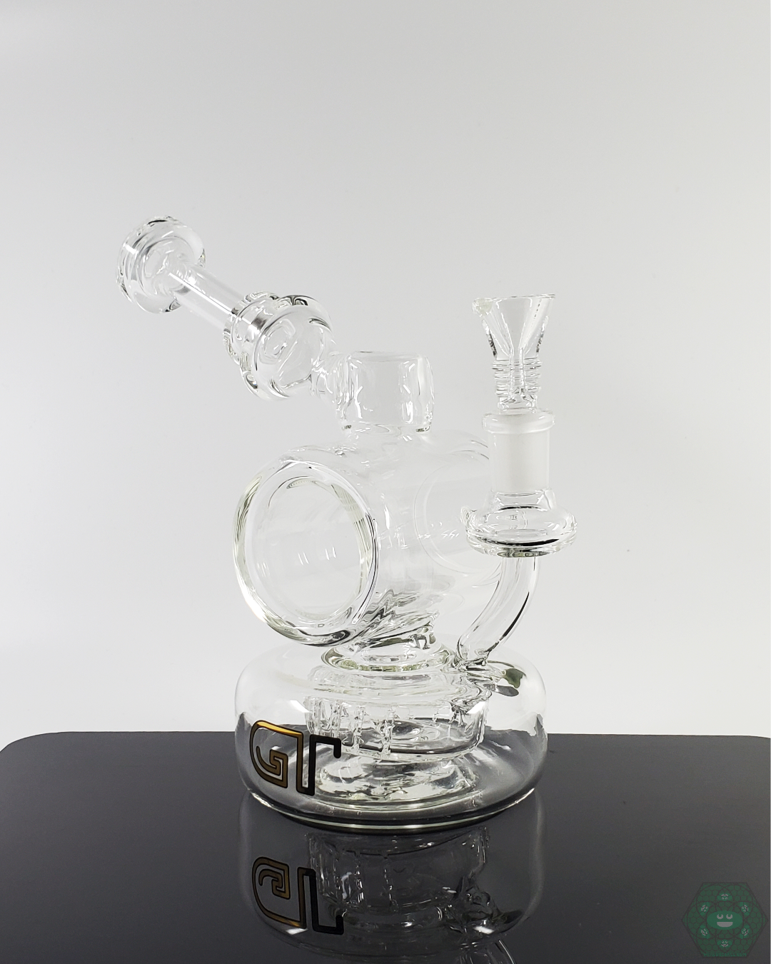 Glass Tribe 7.75" Kickback Eclipse Water Pipe with 90-hole percolator and 14mm female joint for smooth, filtered hits.