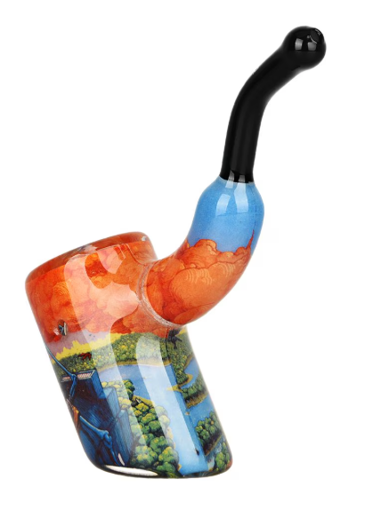 Grateful Dead x Pulsar Boxer Sherlock Pipe, made from borosilicate glass with an inside print design of a skeleton boxer and dramatic storm elements.