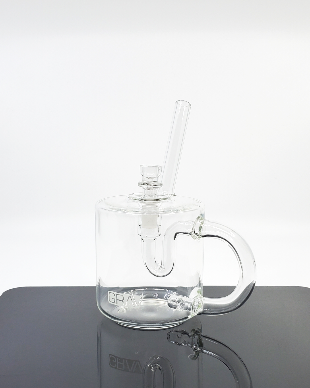 Grav Coffee Mug featuring a 5-hole perc for smooth filtration, designed as a stylish and discreet water pipe with a 14mm female joint for a fun and functional smoking experience.