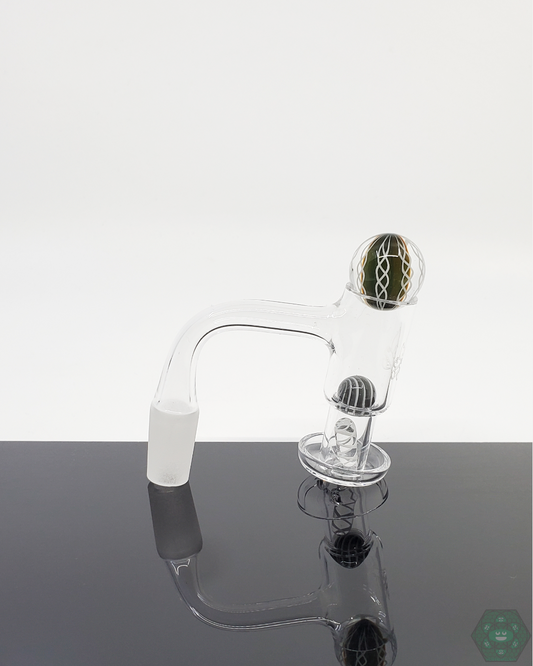 Exclusive Harold Cooney Glass Slurper Set featuring high-quality terp pearls and marble for enhanced flavor and smooth airflow.