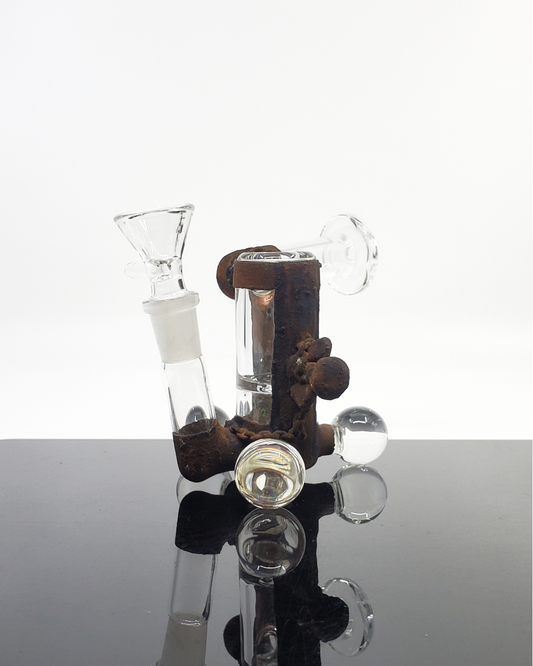 Handcrafted Higher Concentration Tripod Electroformed glass art, featuring metallic accents and sophisticated design, ideal for collectors and glass art enthusiasts