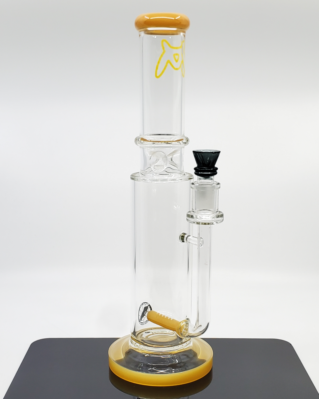 Side view of the MAV Glass 14" Inline Dome Beaker Bong, showcasing its unique design and inline dome percolator for enhanced airflow and elegant aesthetics.