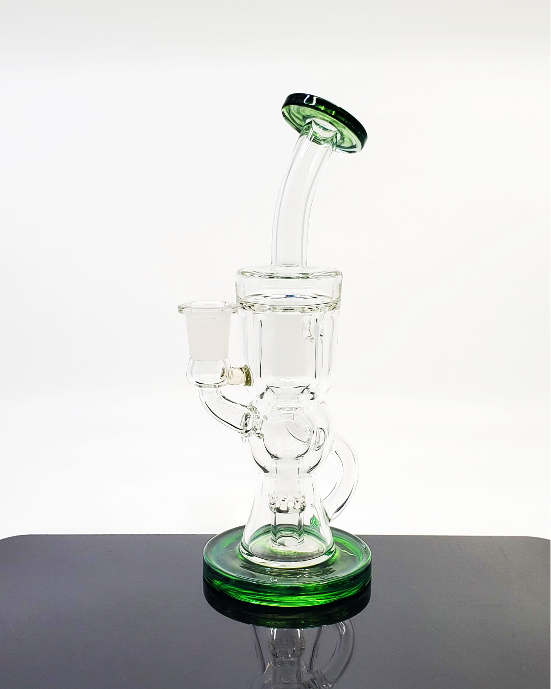 Mike D Glass BTK Recycler | Bold Design with 8-Hole Perc, Color Accents, and 14MM Female Joint for Smooth, Balanced Pulls