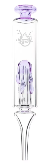 Pulsar Honey Drip Dab Straw – High-quality borosilicate glass dab straw with unique honey drip perc design, 7.5 inches long, featuring integrated tip and Pulsar logo for optimal filtration and smooth dabs.