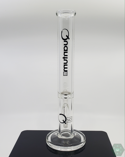 Durable 16-inch Quantum Sci Glass Straight Tube Bong with heavy-duty 9mm glass and high-performance 22-hole perc