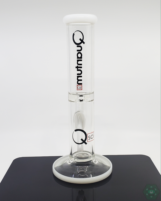 12-inch Quantum Sci Glass Straight Tube with 14MM male slide included and a 6-hole perc for smooth filtration
