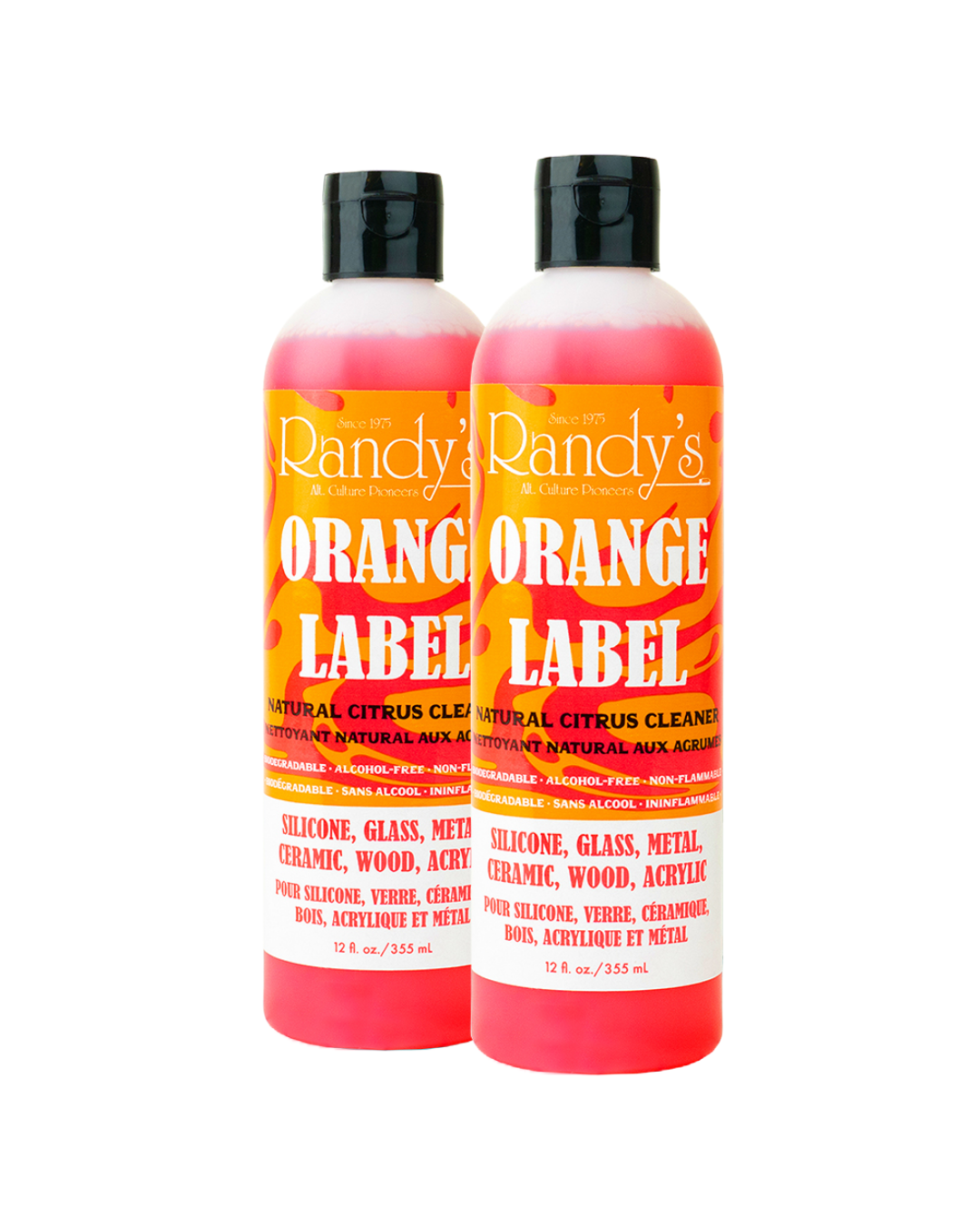 Randy’s Orange Label Cleaner 12oz, gentle formula designed for safe and effective cleaning of acrylic and plastic pieces without damage