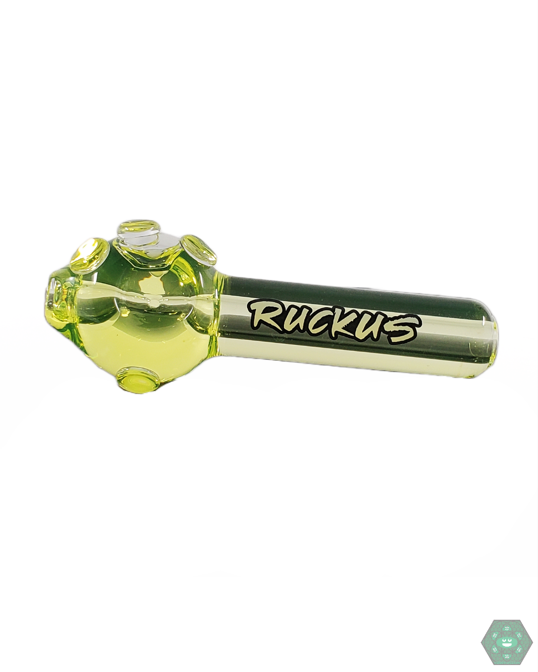 Ruckus Glass Glycerin Spoon in use, delivering cool, smooth hits with its glycerin chamber for a refreshing and enjoyable smoking experience.