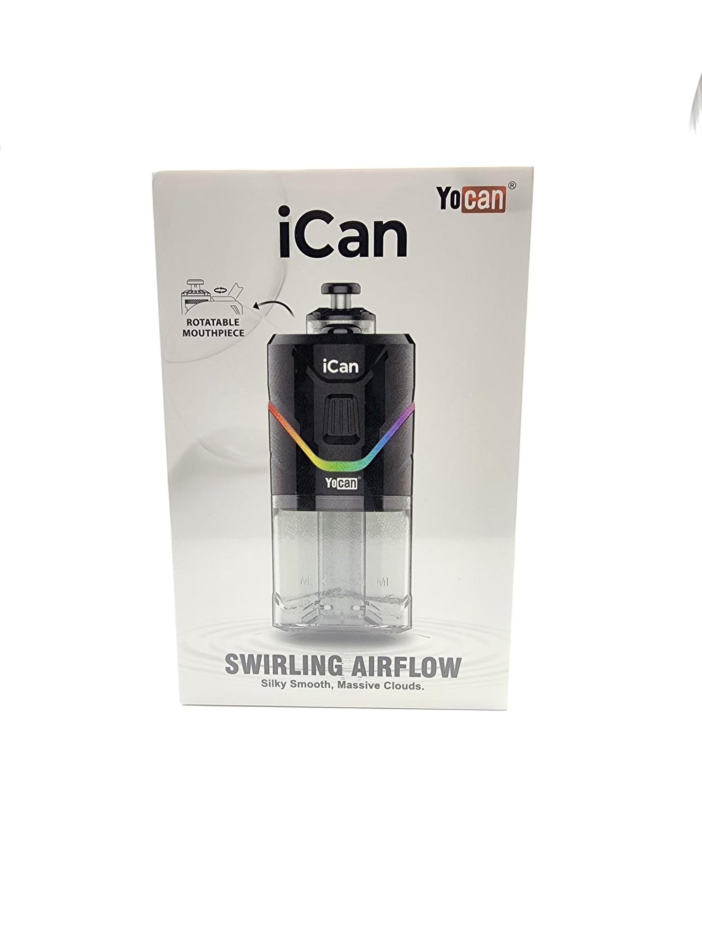 Close-up of the Yocan iCan E-Rig Vaporizer, showcasing its sleek build and user-friendly controls.