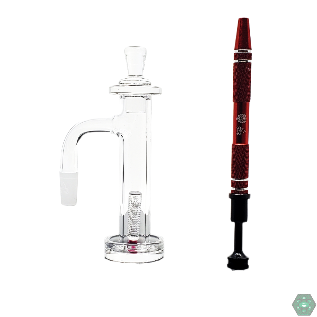 Campfire Quartz - Tower Set – Complete Quartz Banger Kit for Smooth Dabbing. All-Inclusive Set: Includes XXL straight banger, clear top cap, quartz pillar, and terp pearls. Premium Quartz Construction: Ensures durability and optimal heat retention. Perfect for Enthusiasts: Ideal for consistent, flavorful dabbing sessions with enhanced vapor control.