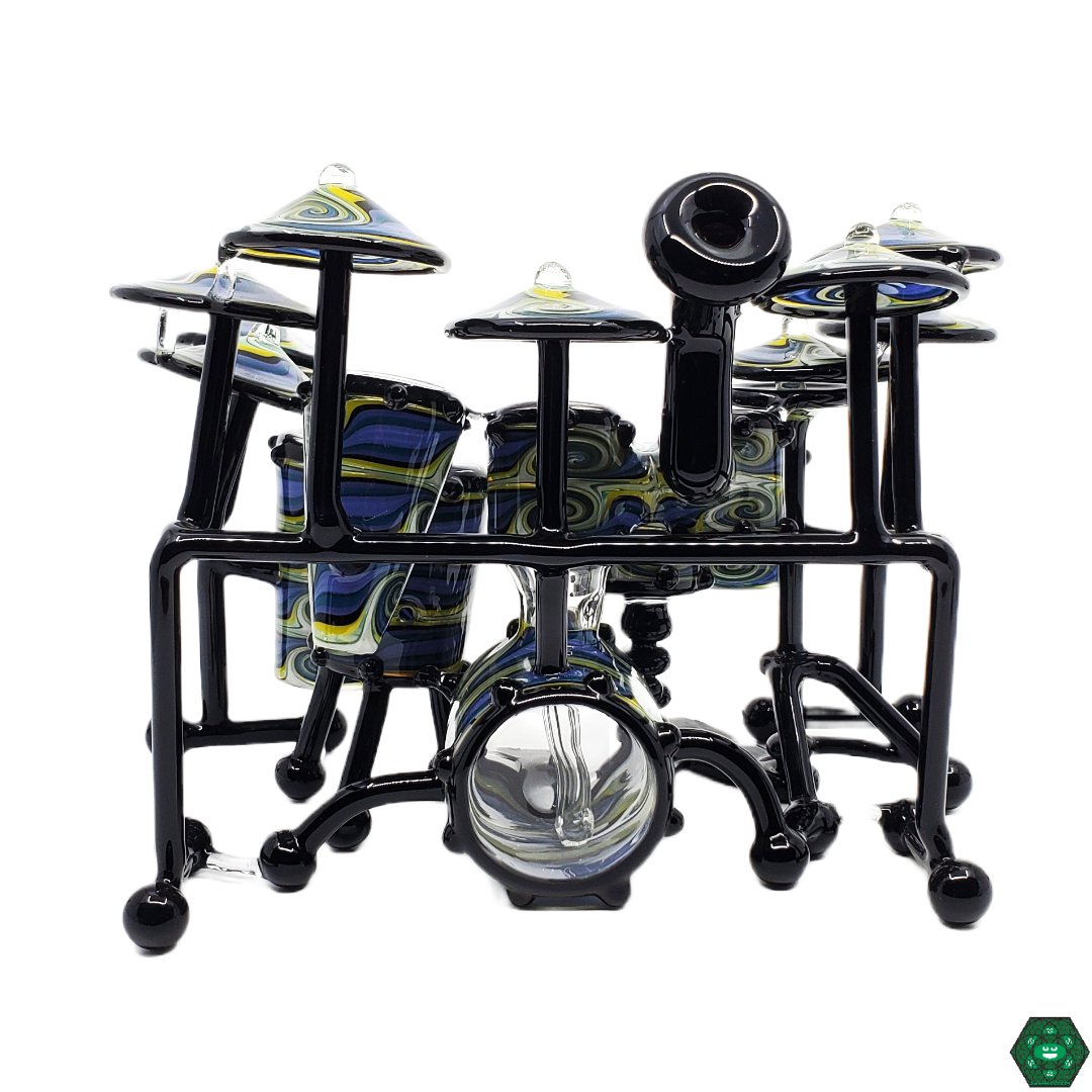 AJ Roberts Drum Set | 6.5” Heady Glass Rig with 2-Hole Percolator, Functional Art for Collectors