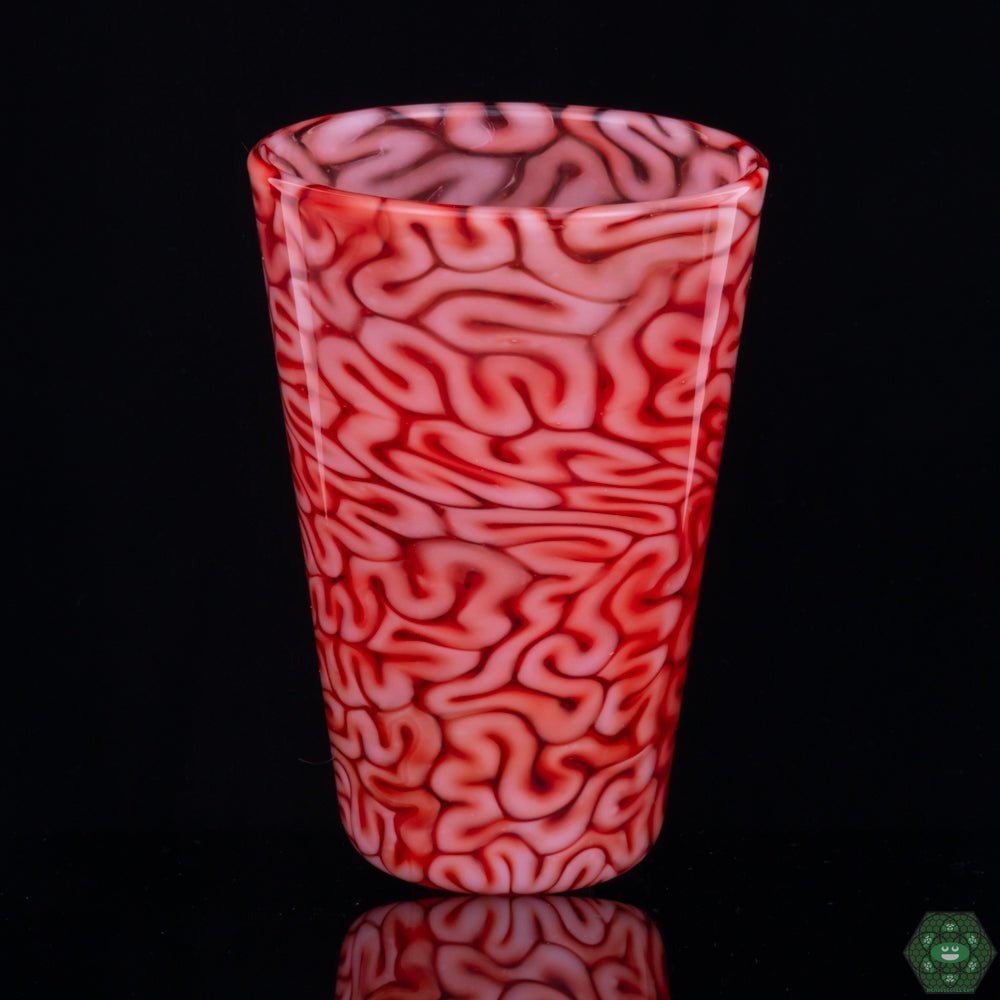 Algae Glass Pint Glass – Red Brain Tech 1 | Hand-Blown Artisanal Glassware with Unique Design for Creative Drink Experiences