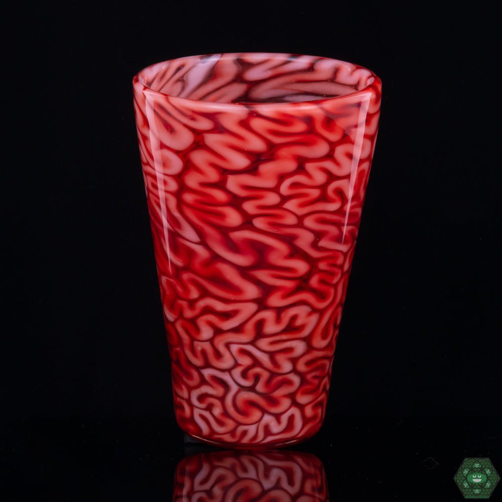 Algae Glass Pint Glass – Red Brain Tech 2 | Handmade Art Glass Pint Glass with Unique Design for Collectors