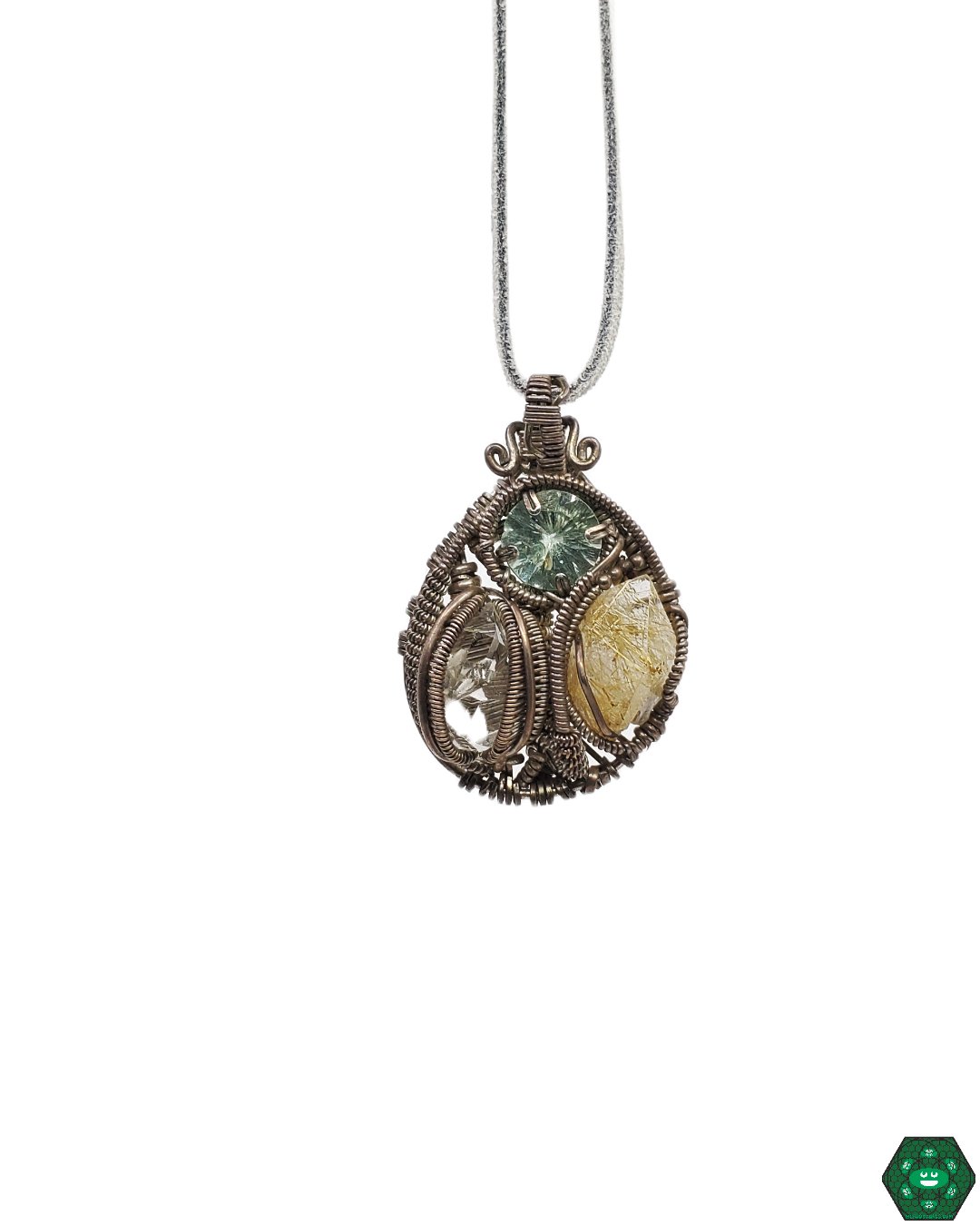AM Gem Stone Wire Wrap Pendant | Unique Handcrafted Pendant with Natural Gemstone, Perfect for Casual or Special Occasions