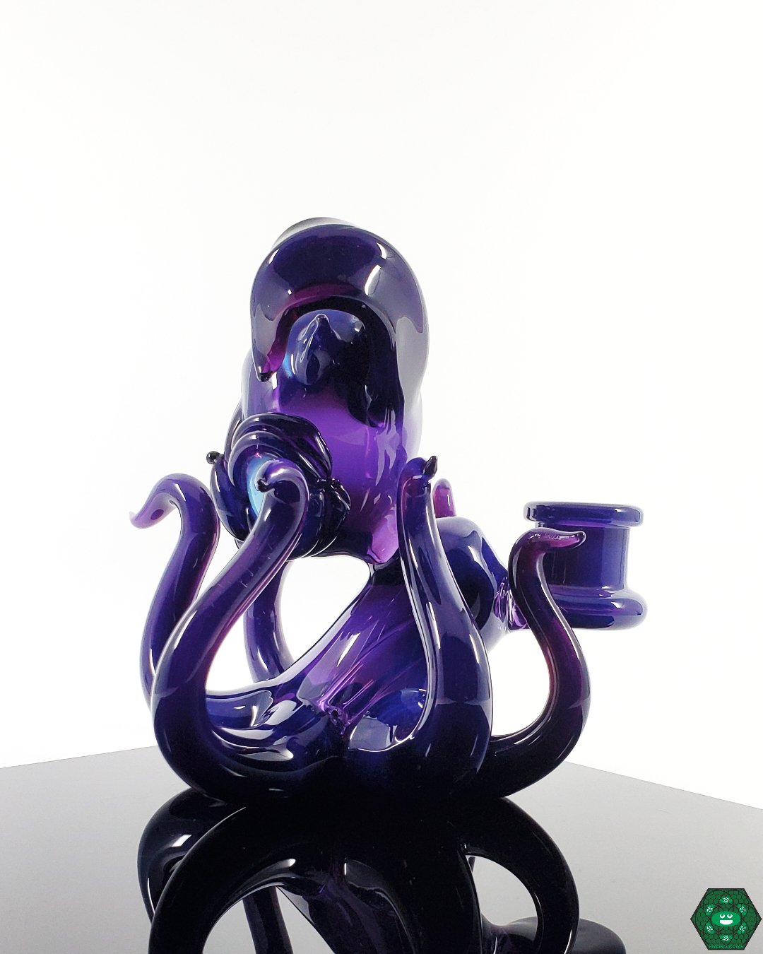 Casto Glass Octo Bunny: Close-up highlighting the intricate details of the unique animal design on this 10mm heady glass rig