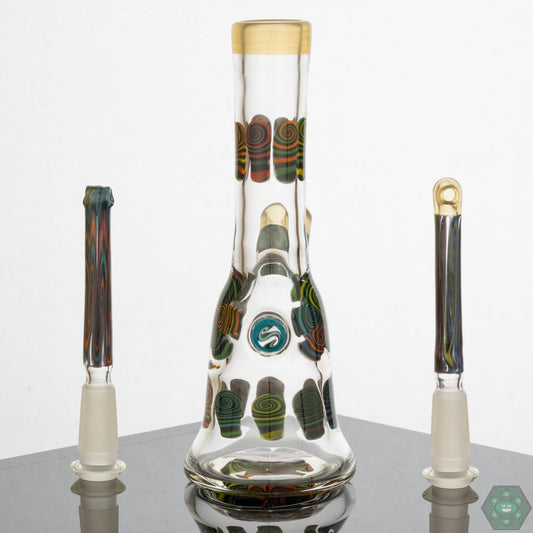 Chunk Glass Mini Tube (Serum) – 6.25-inch handcrafted dab rig with a 10mm female joint and two-hole removable downstem for versatility and smooth performance.