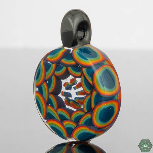 Crowman & Crothers Dotstack Pendant #3 – One-of-a-kind glass pendant featuring a vibrant dotstack design, ideal for fans of wearable art.