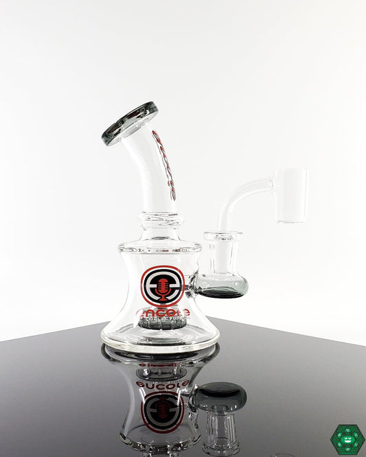 Encore Glass 5” Banger Hanger mini rig with a 16-hole perc, designed for smooth airflow and efficient filtration.