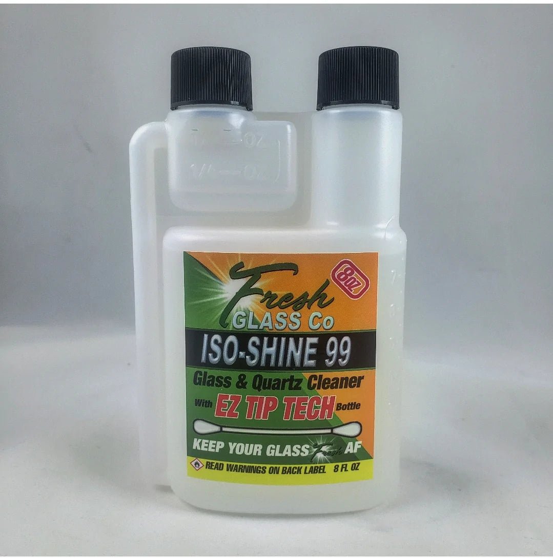 Fresh Glass Co 8oz Cleaner, a high-grade isopropyl alcohol solution for fast and easy cleaning of bongs, rigs, and other glass pieces, ideal for maintaining clarity and freshness.
