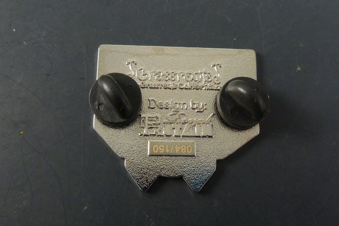 Close-up of the GRC Blue Pin, showcasing its striking blue design and premium enamel, ideal for those who appreciate fine craftsmanship and collectible pins.