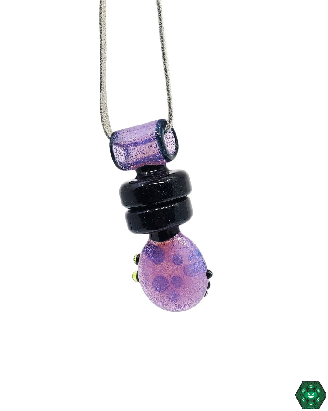 Handmade Glass Pendant with Unique Design: The IO Glass Pendant is a one-of-a-kind wearable art piece, showcasing the intricate details of handmade glass craftsmanship, making it a perfect gift or personal statement piece.