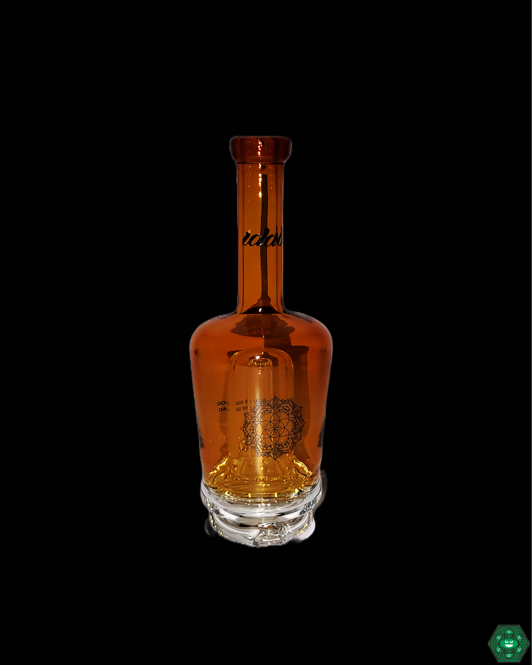 I-Dab Worked Henny Bottle Peak Attachment, a premium hand-blown glass accessory designed for Puffco Peak, offering enhanced dabbing performance and a unique aesthetic.