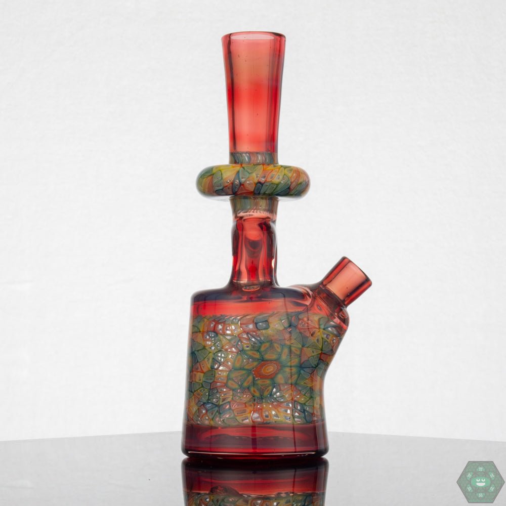 Jeff Heathbar Murrine Stirrup Bottle – Exceptional craftsmanship and intricate murrine detail make this bottle a standout for glass art collectors.