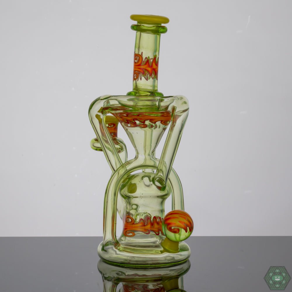 Logi Glass Wig Wag Recycler #1 | 10MM Handcrafted Art Dab Rig with Intricate Pattern for Smooth Hits