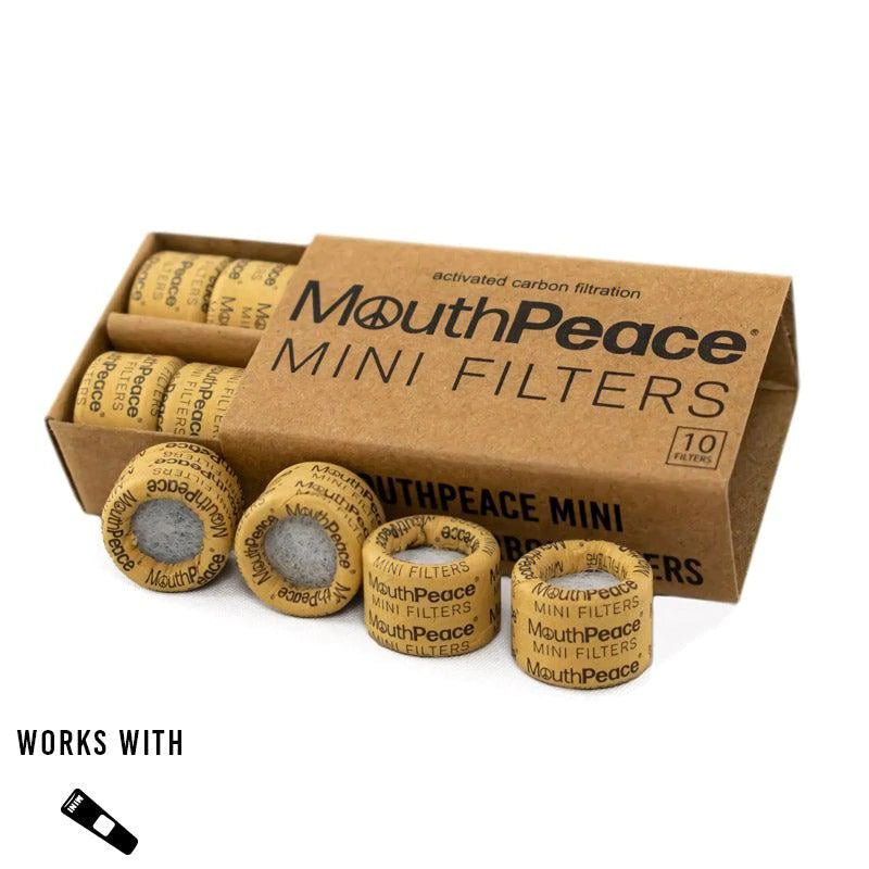 MooseLabs MouthPeace Mini Filters, high-quality filtration for a cleaner experience, using activated carbon technology to trap tar and resin, enhancing each inhalation's purity, designed to fit MouthPeace Minis, offering an improved, smoother experience, helping to reduce impurities without altering taste.