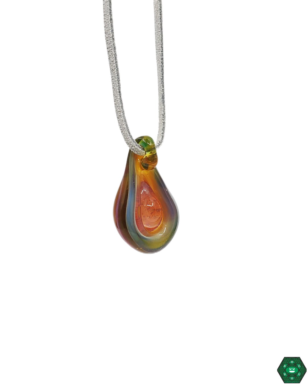 Multi-Color Pendy, a bright and bold handcrafted glass jewelry piece with eye-catching hues and lasting beauty.
