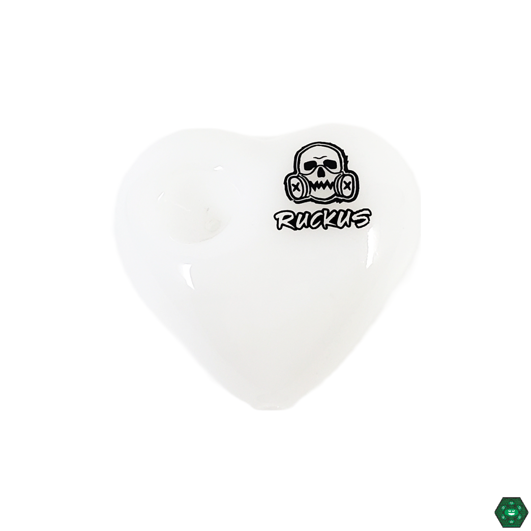 Ruckus Glass Heart Spoon in hand, illustrating its comfortable grip and artistic design, making it a unique gift or collector's item.