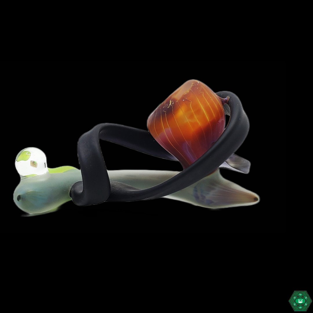 Sand Blasted Sherlock, a durable and stylish textured glass pipe perfect for collectors and everyday use.