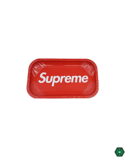 Supreme Rolling Tray: This medium-sized tray features iconic Supreme branding, offering a durable, portable, and stylish solution for organizing your rolling essentials.