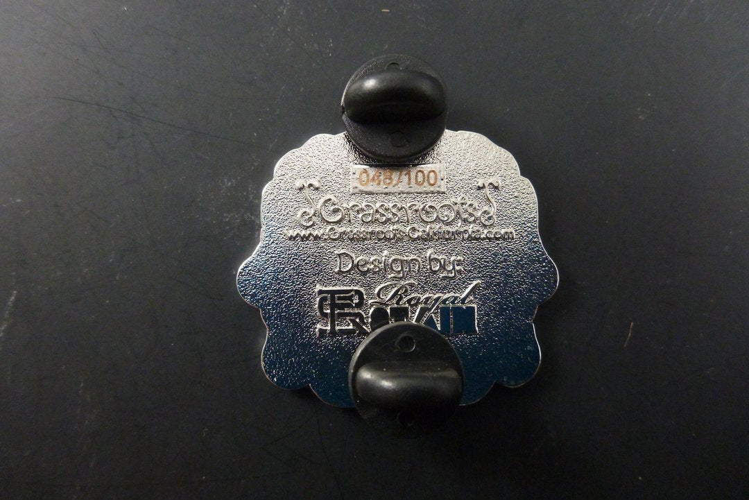 White Rhino Silver Pin on display, emphasizing its sleek design and durable construction for an eye-catching addition to any pin collection.