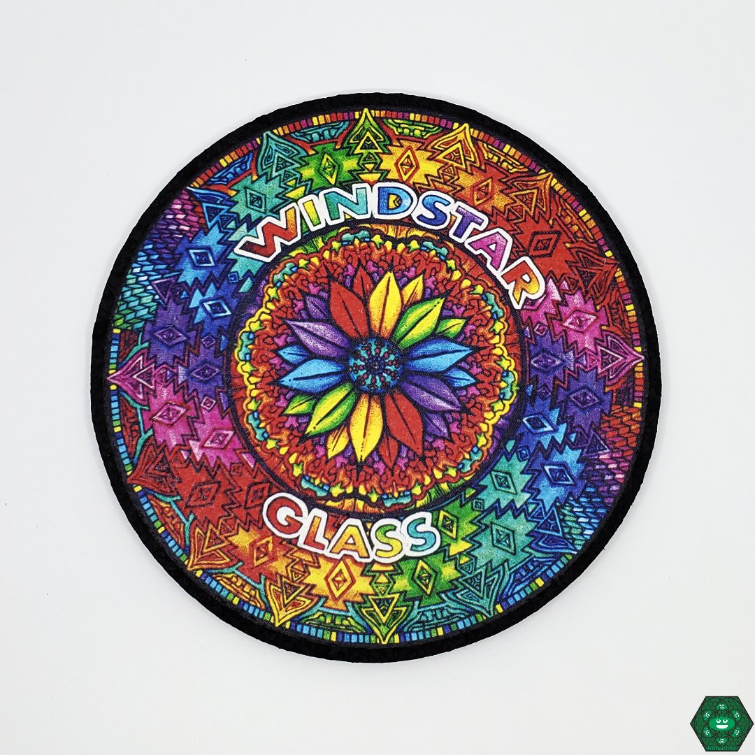 Windstar Glass Mood Mat 8", a durable and stylish non-slip mat designed to provide a heat-resistant surface for your glass pieces, featuring unique graphics, both protective and visually appealing, ideal for any dab setup.