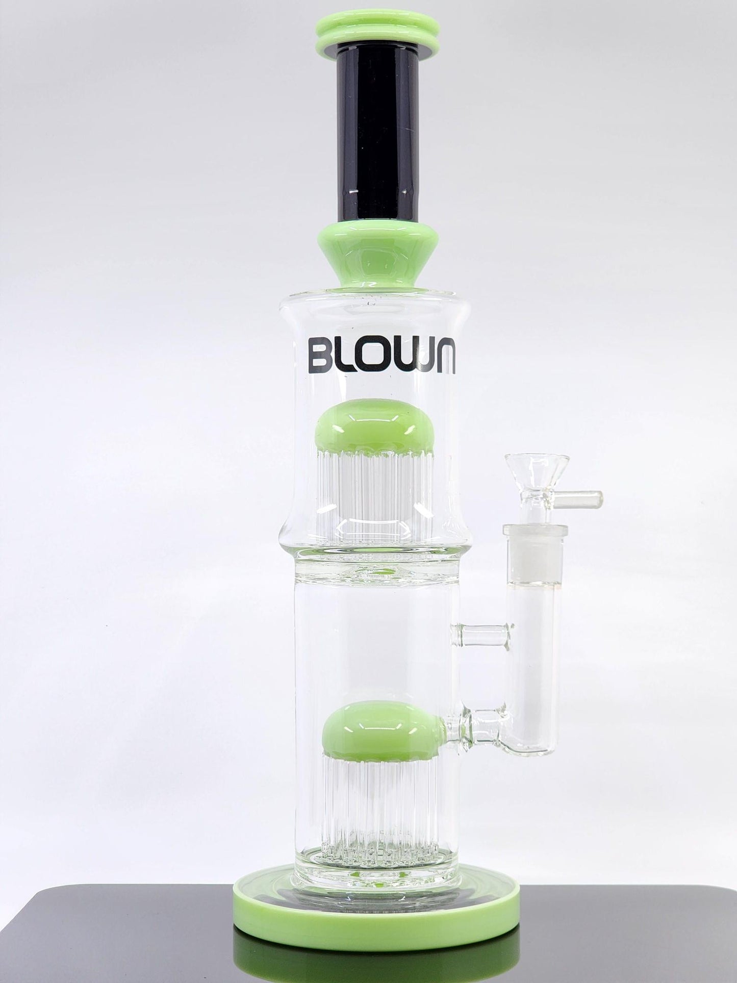 Blown Glass Goods PARALLAX Water Pipe 14" Direct Inject Double Tree Perc