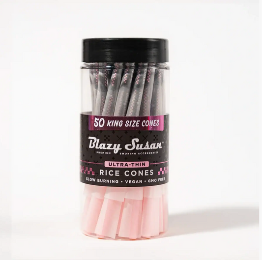 Blazy Susan - Ultra Thin Rice Pre Rolled Cones 50ct Jar