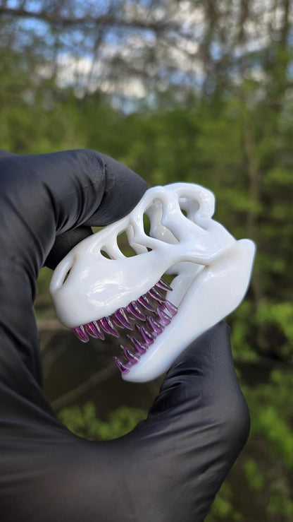 Roe Glass - Lotus White T-Rex Skull Pendant