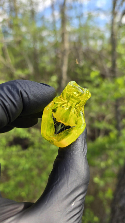 Roe Glass - Yellow Opal T-Rex Skull Pendant