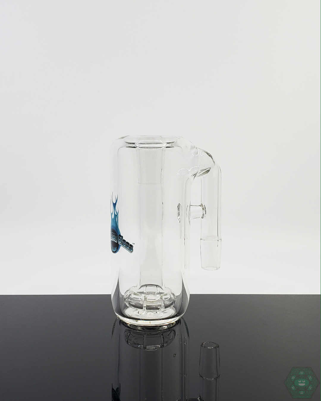 14mm 90° Chameleon Glass Ash Catcher, Includes 9-Hole Showerhead Perc for Ash-Free Sessions
