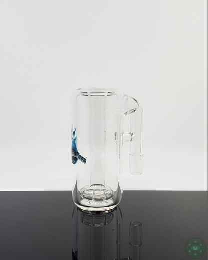 14mm 90° Chameleon Glass Ash Catcher, Includes 9-Hole Showerhead Perc for Ash-Free Sessions