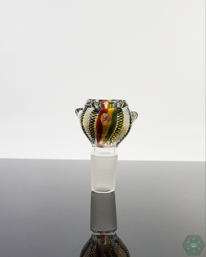 18MM Colored Linework Glass Bowl | Vibrant Art Design with Smooth Airflow for Enhanced Setup